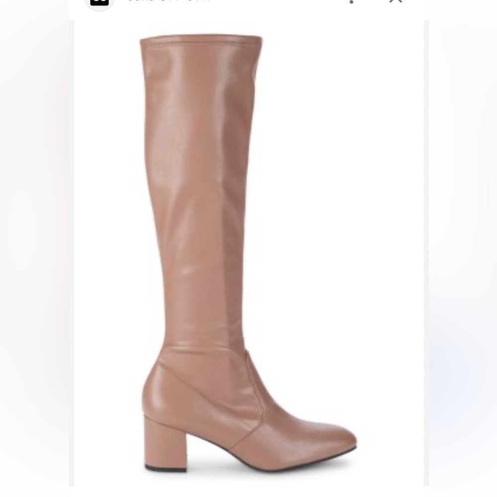 Stuart Weitzman Frannie Leather Knee-High Boots in Taupe, Size 6